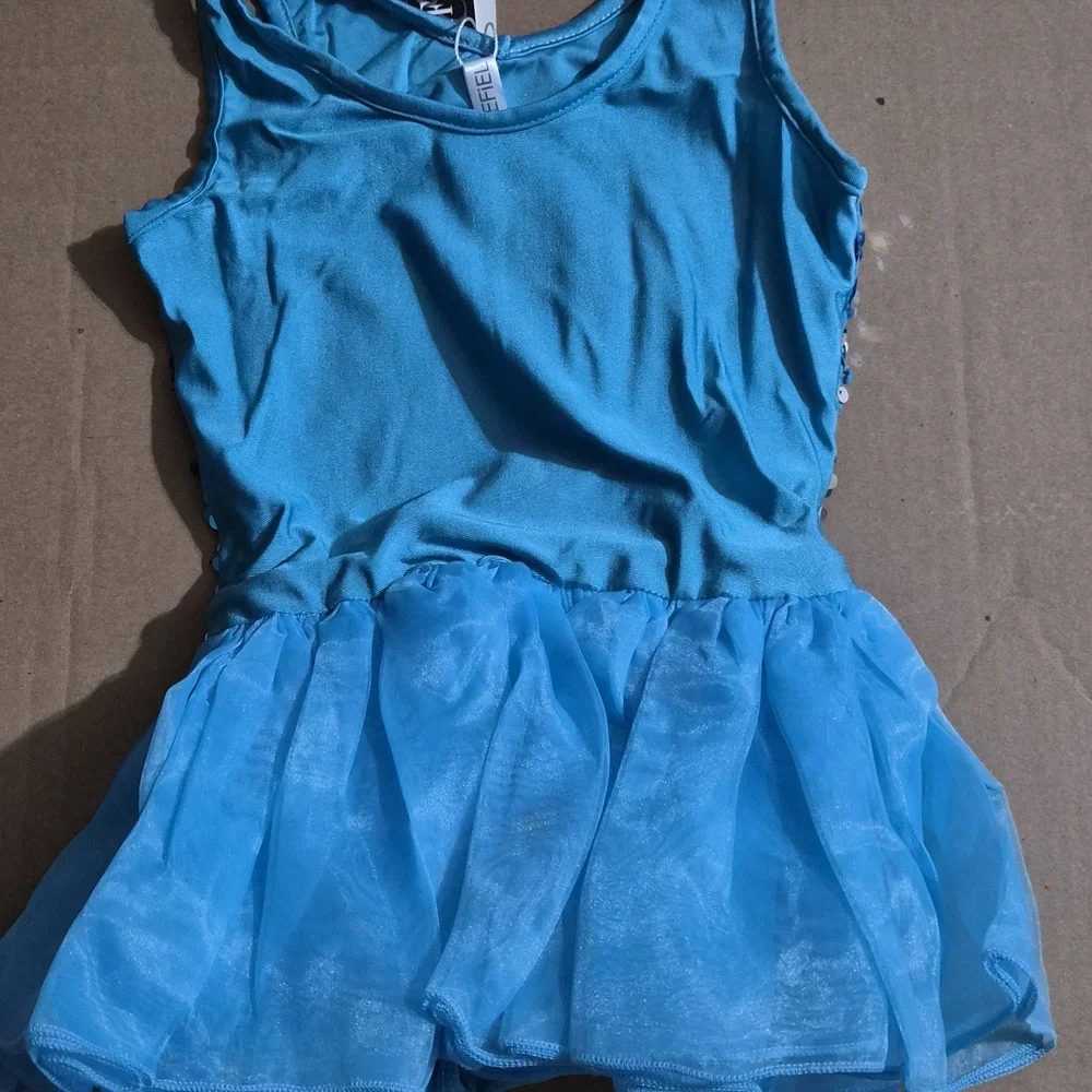 iEFiEL Sparkling Blue Kids Ballet Costume